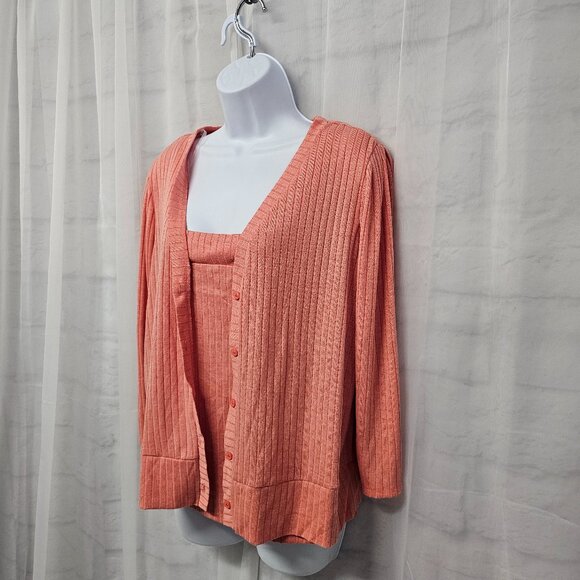 NWT Apt. 9 Melon Orange Knit Cardigan and Tank Set L - Picture 6 of 13